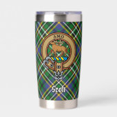 Gourde Isotherme Clan Scott Crest sur Green Tartan (Extérieur)