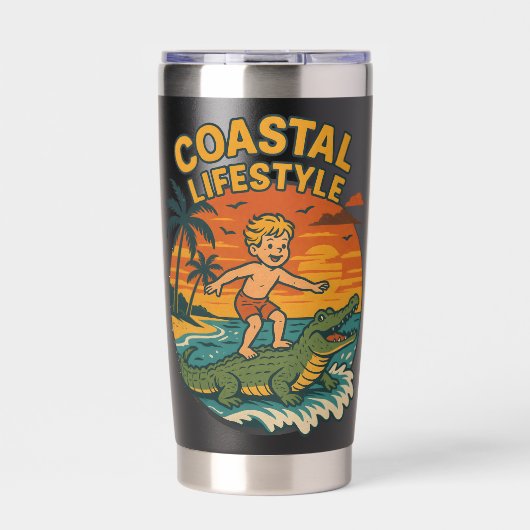Gourde Isotherme Coastal Lifestyle Gator Surfing - Retro Surf Beach (Extérieur)