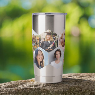 Gourde Isotherme Collage photo Motif Hexagon géométrique