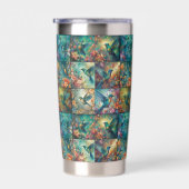 Gourde Isotherme Collection de neuf colibris dans un motif (Gauche)