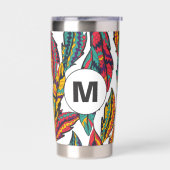 Gourde Isotherme Coloré Feuille Tropical Motif Monogramme (Gauche)