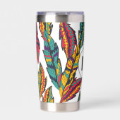 Gourde Isotherme Coloré Feuille Tropical Motif Monogramme (Extérieur)