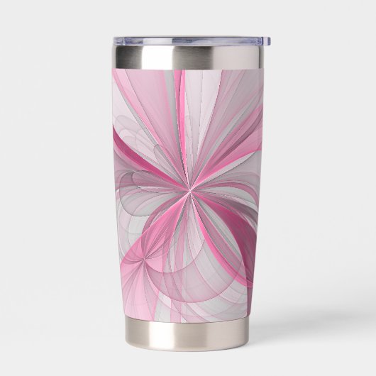 Gourde Isotherme Conception Abstraite de fractal rose pâle moderne (Gauche)