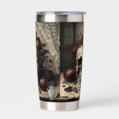 Gourde Isotherme Conception de monogramme de roses de crâne gothiqu (Gauche)