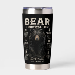 Gourde Isotherme Conseils de survie de l'ours noir Vintage Extérieu