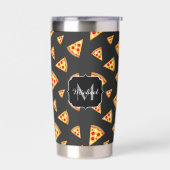 Gourde Isotherme Cool fun pizza tranches motif gris foncé Monogramm (Gauche)