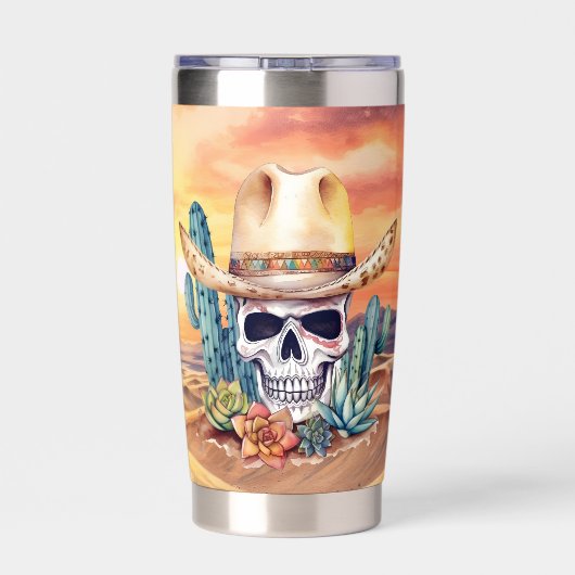 Gourde Isotherme Cool Western Skull ajouter nom (Couvercle)