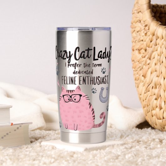 Gourde Isotherme Crazy Cat Lady? Funny Cat Lover Gift  (Salon (pivotée))