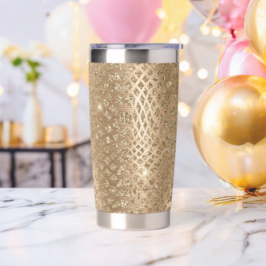 Gourde Isotherme Crête de serpent à Parties scintillant de Glam Or (Avant)