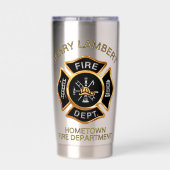 Gourde Isotherme Custom Gold Fire Department Firefighter Badge (Couvercle)