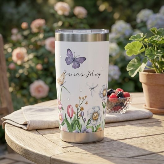 Gourde Isotherme Custom Wildflower & Butterflies Stainless Bottle