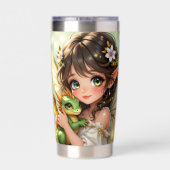 Gourde Isotherme Cute Anime Fairy and Chibi Dragon (Couvercle)