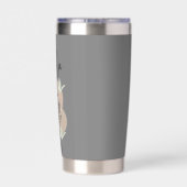 Gourde Isotherme Cute Boho Line Fleurs d'art et papillons gris (Couvercle)