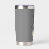 Gourde Isotherme Cute Boho Line Fleurs d'art et papillons gris (Extérieur)