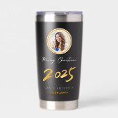 Gourde Isotherme Cute Festive Custom Name Photo Christmas Gift  (Extérieur)