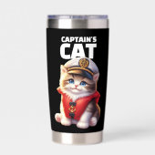 Gourde Isotherme Cute Funny Captain's Cat in a Captain's Hat (Couvercle)