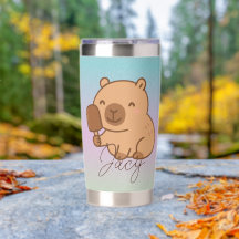 Cute Kids Capybara eating icecream Rainbow