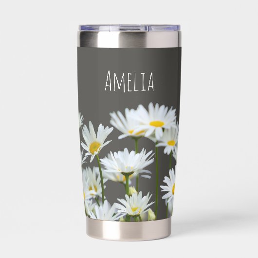 Gourde Isotherme Daisies on Grey Personalised (Extérieur)