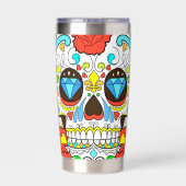 Gourde Isotherme Day of the Dead Colorful Skull Art (Couvercle)