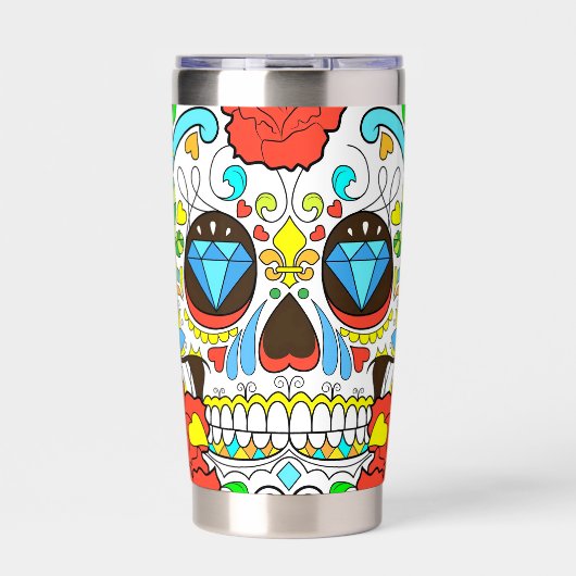 Gourde Isotherme Day of the Dead Colorful Skull Art (Extérieur)