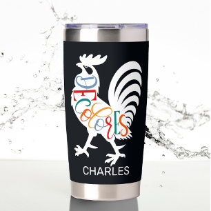 Gourde Isotherme DeColores Cursillo Rooster Blanc Silhouette