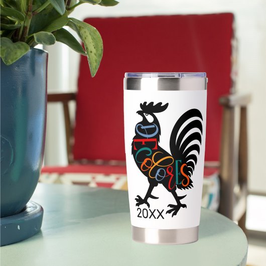 Gourde Isotherme DeColores Cursillo Rooster Noir Silhouette