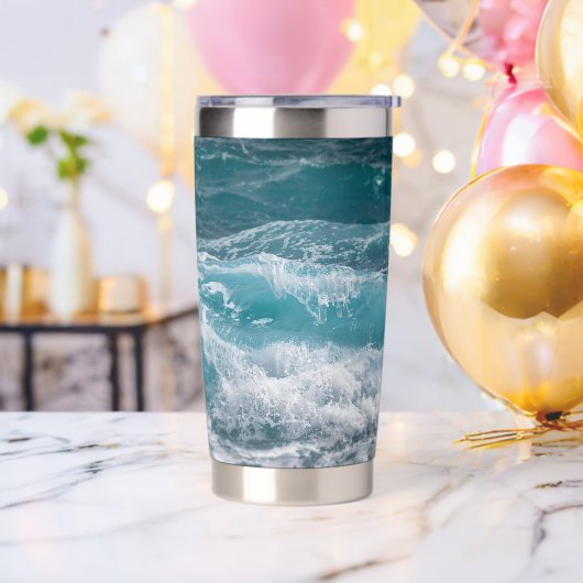 Gourde Isotherme Deep Blue Ocean Wave Custom Image Personalized (Avant)