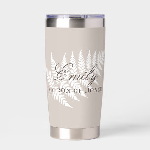 Gourde Isotherme Demoiselle d'honneur Moka Taupe Fougère Blanche Pa