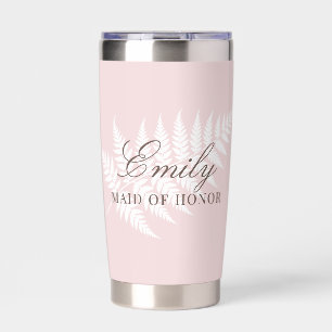 Gourde Isotherme Demoiselle d'honneur Rose Pâle Fougère Blanche Élé