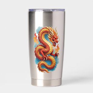 Gourde Isotherme Dragon Rouge Chinois Illustration Fougueuse-67561