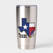 Gourde Isotherme Drapeau texan et bleu fleur avec nom personnalisé (Extérieur)