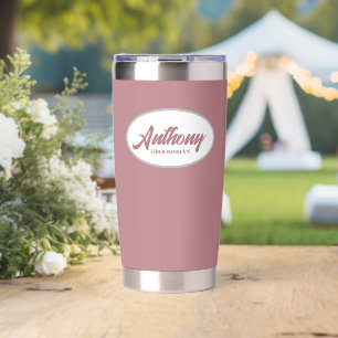 Gourde Isotherme Dusty Rose Stylisé Mariage Groomsman