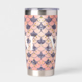 Gourde Isotherme Échelles de sirène rose violet initiales monogramm (Gauche)