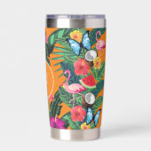 Gourde Isotherme Élégant Monogramme Fleurs tropicales (Couvercle)