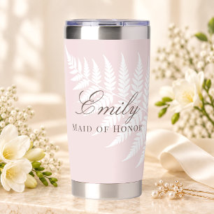 Gourde Isotherme Élégante Demoiselle d'Honneur Rose Pâle et Blanche