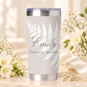 Gourde Isotherme Élégante Demoiselle d'Honneur Taupe Mocha Blanc Fo