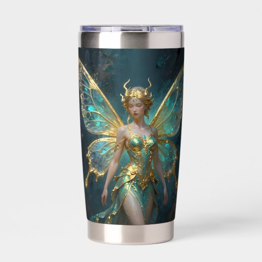 Gourde Isotherme Enchanted Fairy in Gold and Turquoise  (Extérieur)