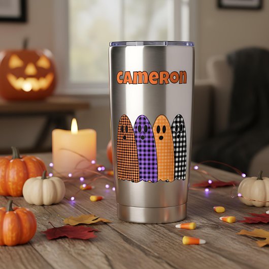 Gourde Isotherme Fantômes à carreaux Halloween