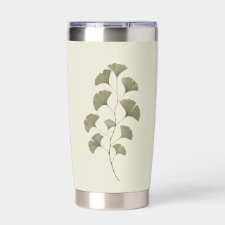 Gourde Isotherme Feuilles de Ginkgo Vert Vintage