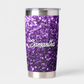 Gourde Isotherme Flamme de parties scintillant violet foncé Nom per (Gauche)