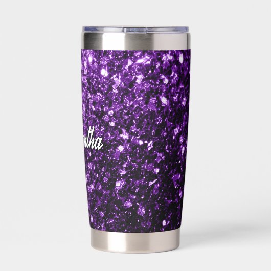 Gourde Isotherme Flamme de parties scintillant violet foncé Nom per (Couvercle)