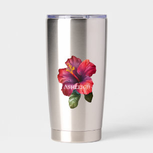 Gourde Isotherme Fleur d'Hibiscus rouge tropical