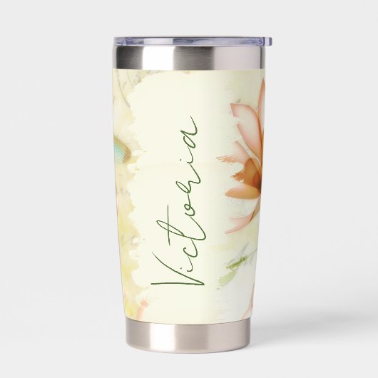 Gourde Isotherme Fleurs et libellules personnalisées (Gauche)