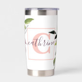 Gourde Isotherme Floral rose et violet personnalisé (Gauche)