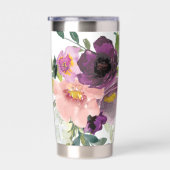 Gourde Isotherme Floral rose et violet personnalisé (Gauche)