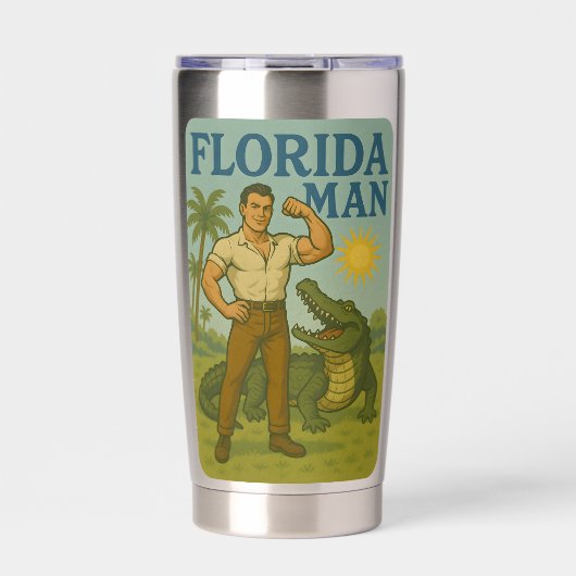 Gourde Isotherme Florida Man Alligator Friend - Funny Retro Coastal (Extérieur)