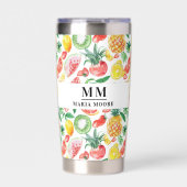 Gourde Isotherme Fruit ananas pastèques nom monogramme (Extérieur)