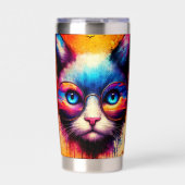 Gourde Isotherme Funky Colorful Cat Illustration  (Extérieur)