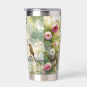 Gourde Isotherme Garden Rose Bird Watercolor Scene (Gauche)