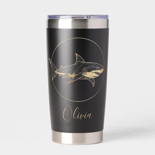 Gourde Isotherme Geometric Gold Great White Shark (Extérieur)